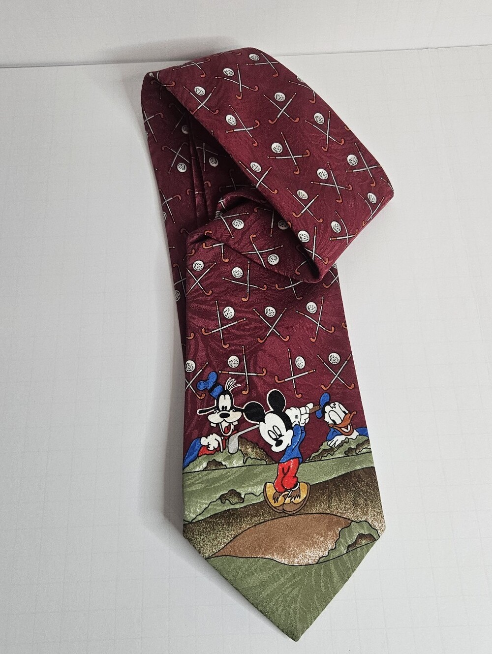 Disney Golf Tie - Burgundy with Green Tip